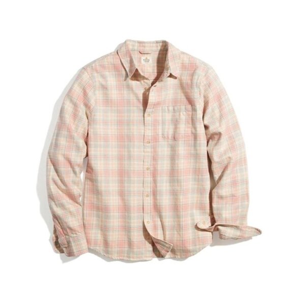 NWT Marine Layer Classic Double Twill Shirt in Rose Cream Small - Picture 2 of 6